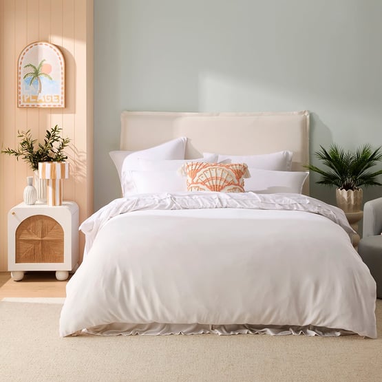 Washed Bamboo Linen White Quilt Cover Set + Separates