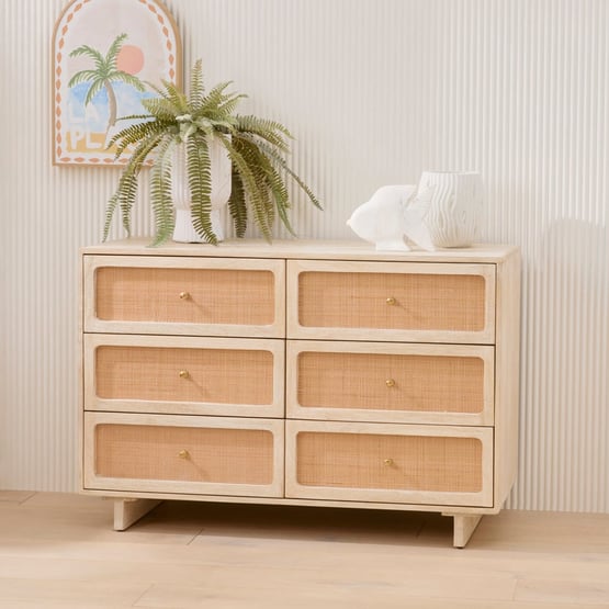 Seattle White Wash 6 Drawer Chest