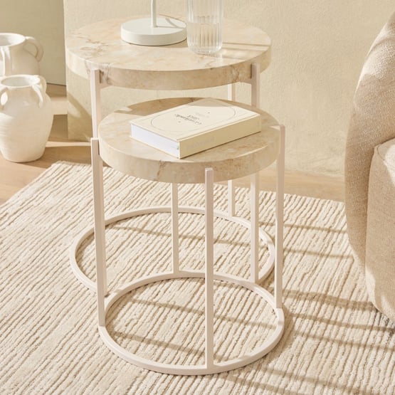 Esther Nesting Side Table White/Faux Marble