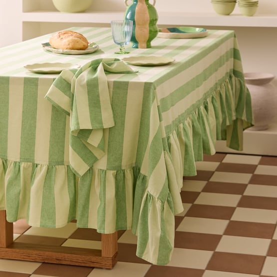 C'est La Vie Green Tablecloth