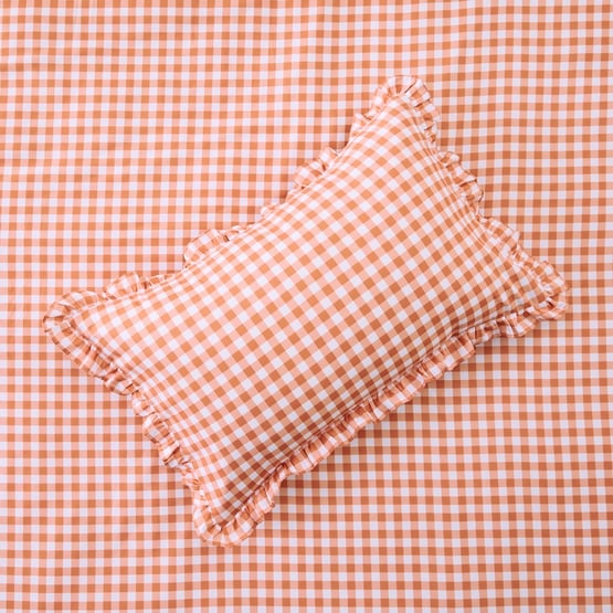 Ruffle Cork Gingham Microfibre Quilt Cover Set
