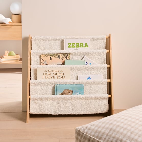 White Boucle Bookshelf