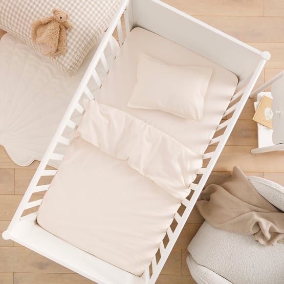 Stonewashed Cotton White Pebble Cot Quilt Cover Set