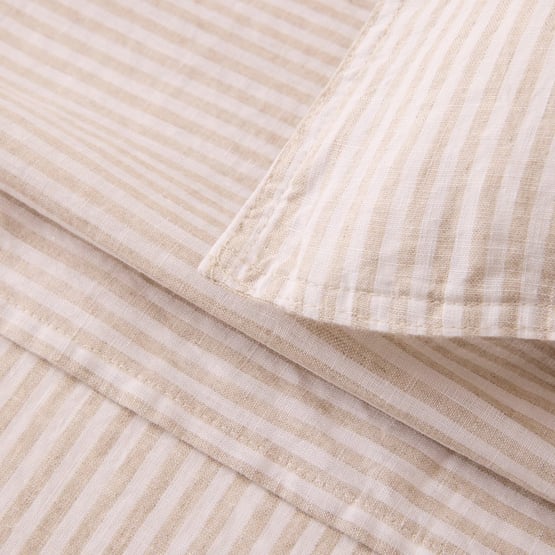 Vintage Washed Linen Linen & White Stripe Sheet Separates