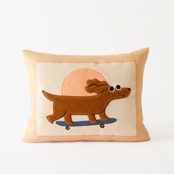 Skating Dog Brown Cushion