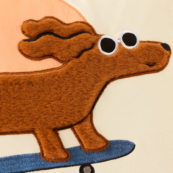 Skating Dog Brown Cushion