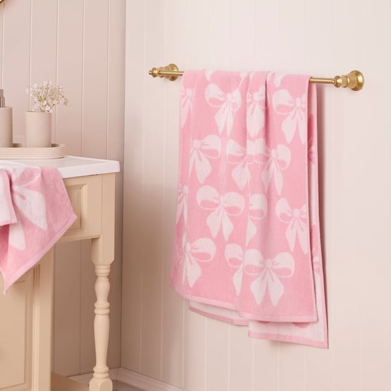 Pretty Bows Pink Towel Range