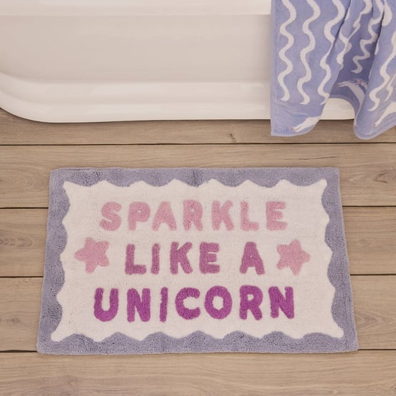 Sparkle Like A Unicorn Lilac Bath Mat