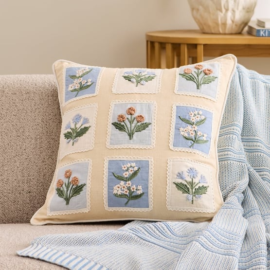 Aria Blue Floral Cushion