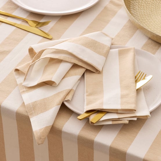 Ava Caramel & White Stripe Napkins Pack of 2