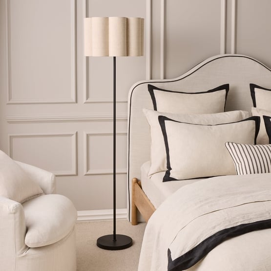 Cliveden Linen & Black Floor Light