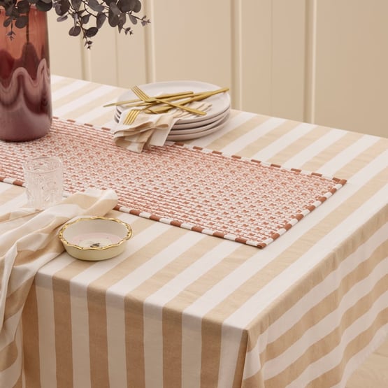 Woodblock Floral Hazel Quilted Table Runner