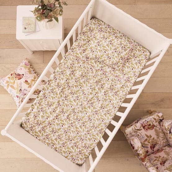 Fleur Harris Dancing Ladybugs White Scallop Cot Sheet Set