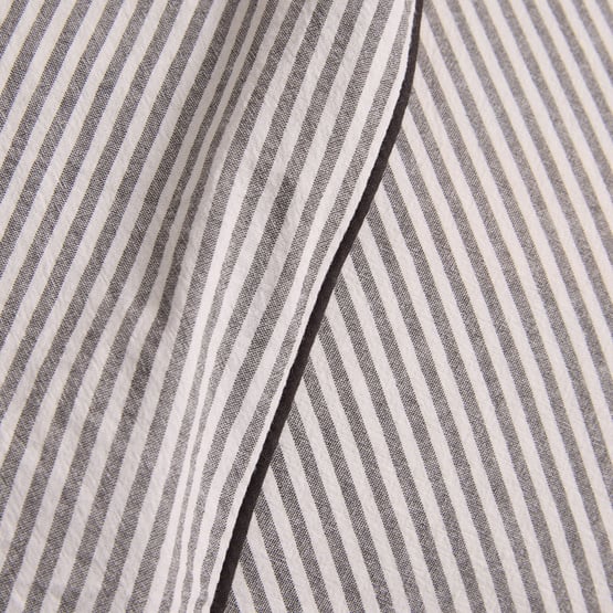 Stonewashed Cotton Piped Charcoal Stripe Quilt Cover Separates