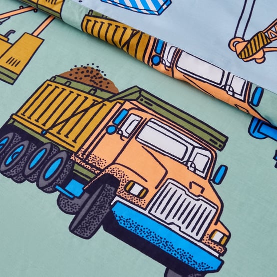 Truck Transport Blue Quilt Cover Set