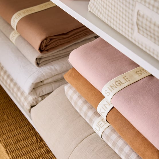 White & Natural Bedlinen Storage Band Set of 6