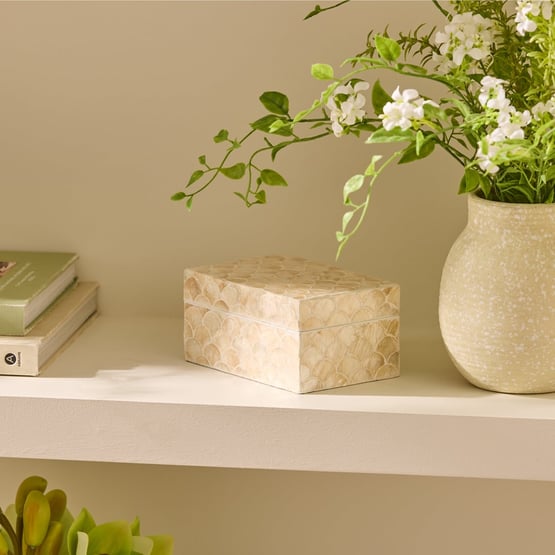 Sicily Capiz Ivory Tile Trinket Box