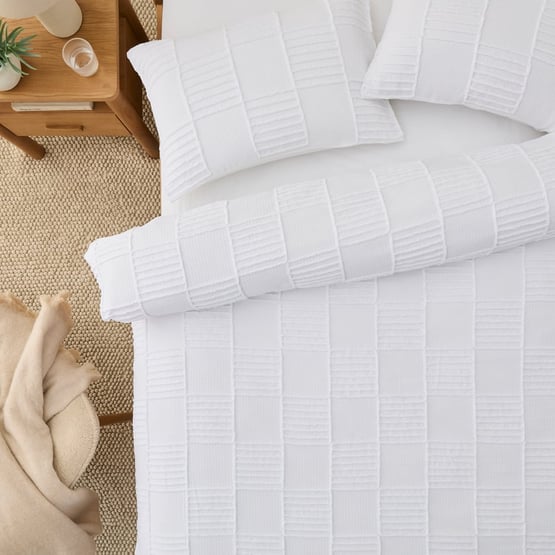 Jamie White Tufted Checkerboard Quilt Cover Set