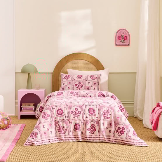 Freya Floral Rose Jacquard Quilt Cover Set