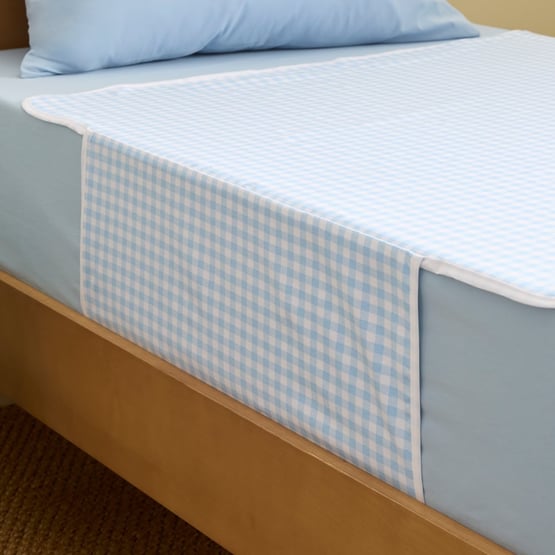 Kids Bed Waterproof Blue Gingham Top Sheet Protector
