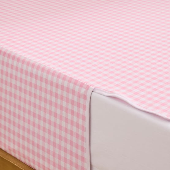 Kids Bed Waterproof Pink Gingham Top Sheet Protector