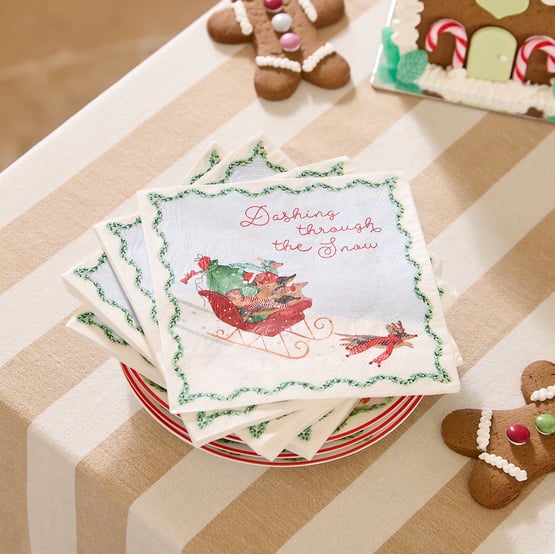 Festive Dashing Dogs Paper Napkin Pack of 40