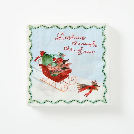 Festive Dashing Dogs Paper Napkin Pack of 40