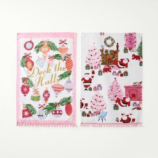 Deck The Halls Tea Towel Pack of 2