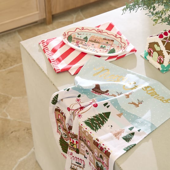 Gingerbread Village Tea Towel Pack of 2
