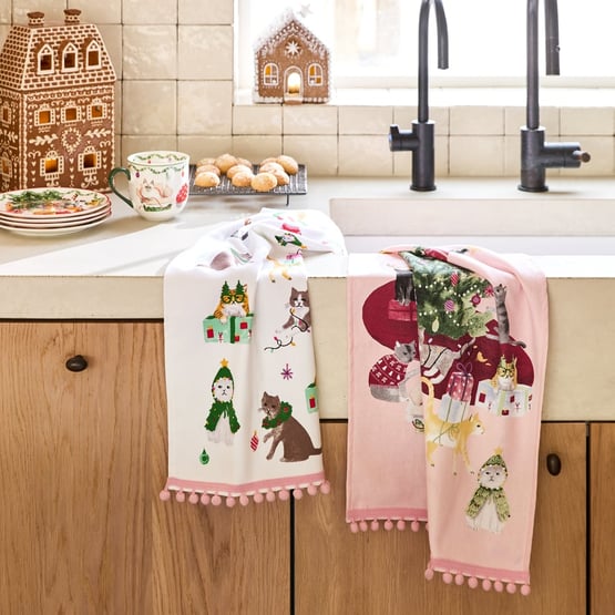 Meowy Christmas Tea Towel Pack of 2