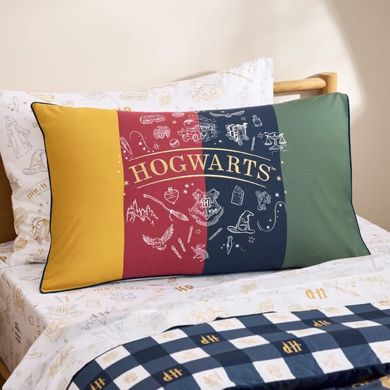 Harry Potter Hogwarts Multi Text Pillowcase