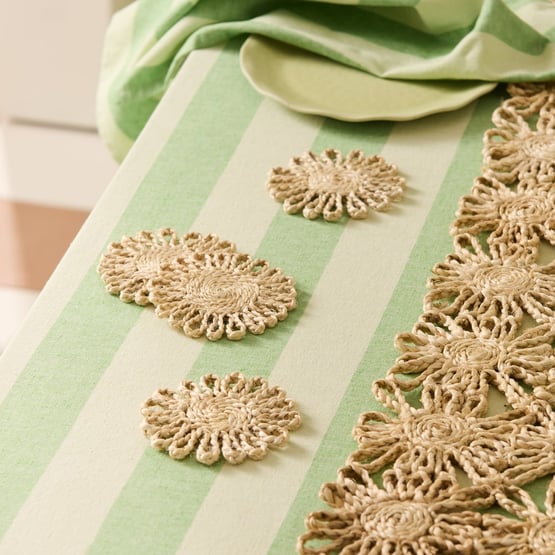 Flower Jute Natural Plain Round Coasters Pack of 4