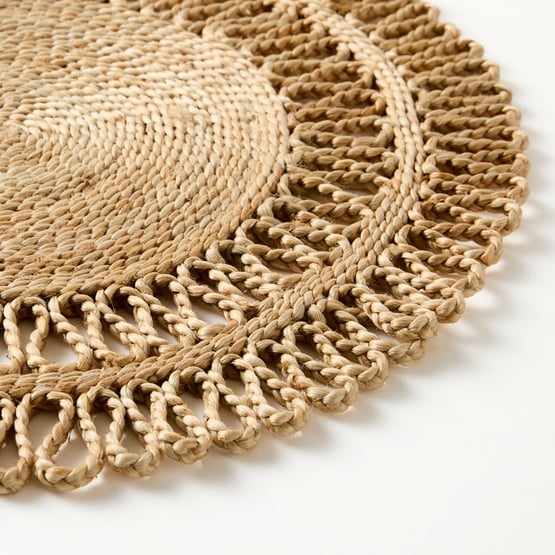 Flower Jute Natural Plain Round Placemats Pack of 2