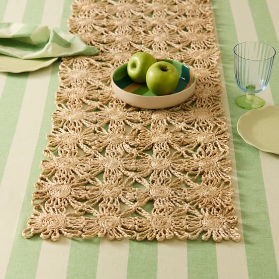Flower Jute Natural Plain Table Runner