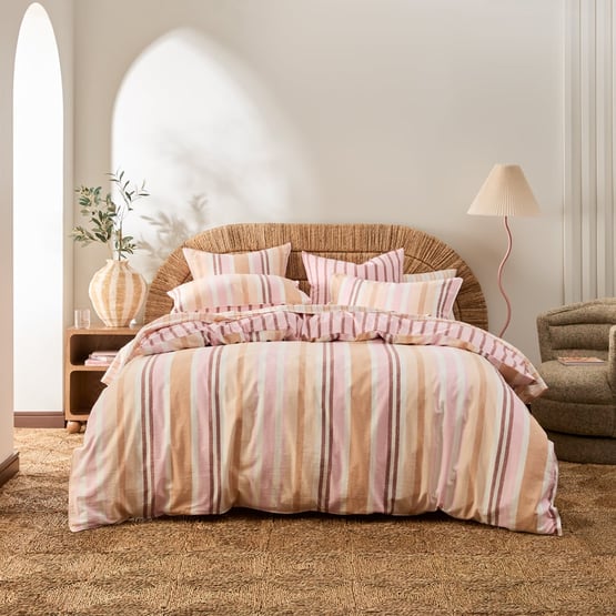 Resort Peach Stripe Quilt Cover Set + Separates