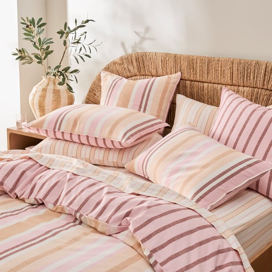 Resort Peach Stripe Quilt Cover Set + Separates