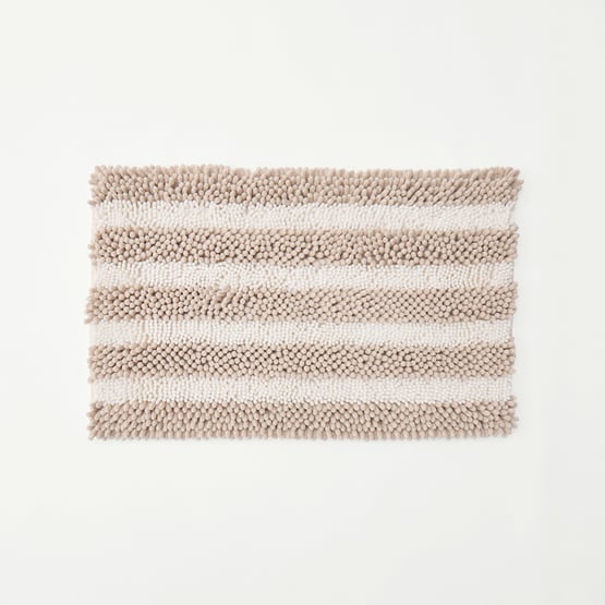 Microplush Stone Marle Stripe Bobble Bath Mat