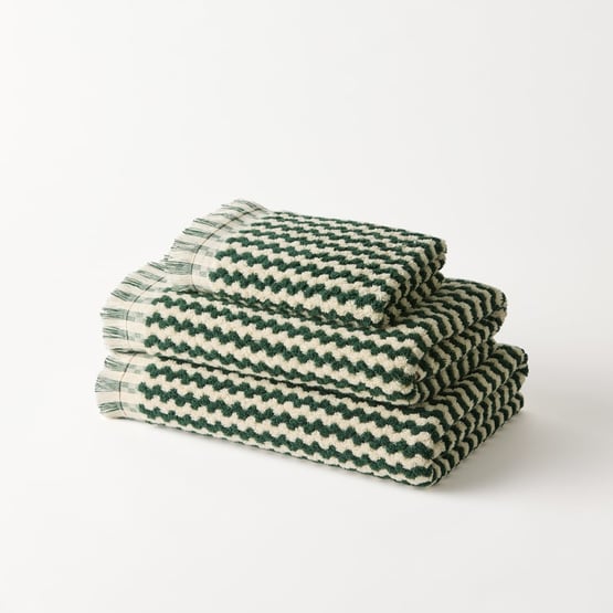 European Lola Forest Green & Natural Turkish Cotton Towel Range