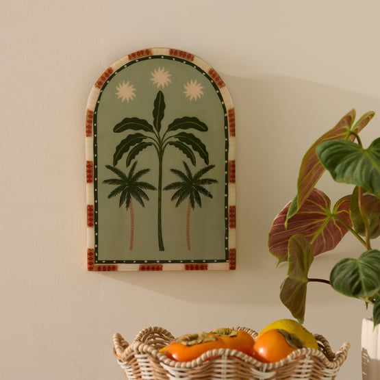 Natures Resort Acadia Palm Arch Timber Wall Art