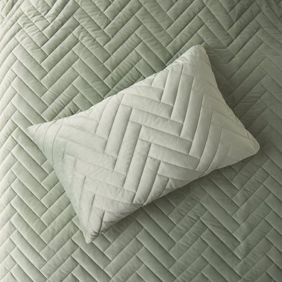 Carlo Sage Velvet Quilted Coverlet Set