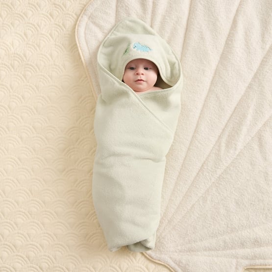 Australian Cotton Soft Sage Dino Hooded Towel