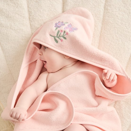 Australian Cotton Pink Butterfly Hooded Towel