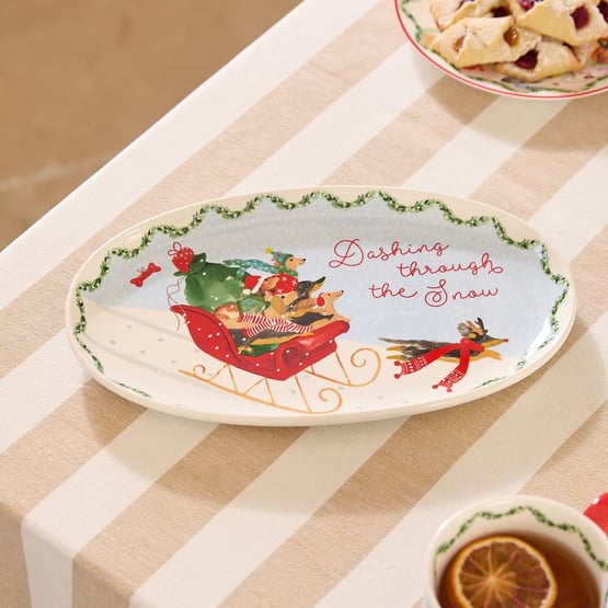 Dashing Dogs Oval Platter
