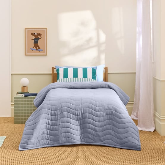 Henry Blue Muslin Quilted Coverlet