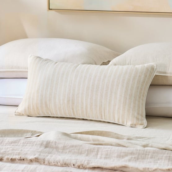 Tommy Natural & White Stripe Bolster Cushion