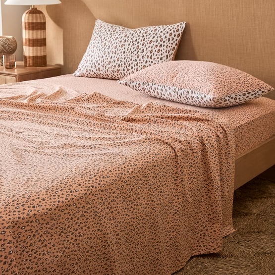Stonewashed Cotton Sand Leopard Sheet Separates