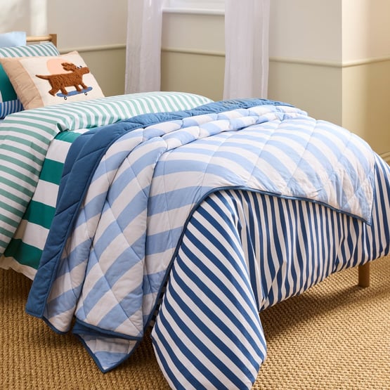 Bowie Moonlight Blue Quilted Jersey Blanket