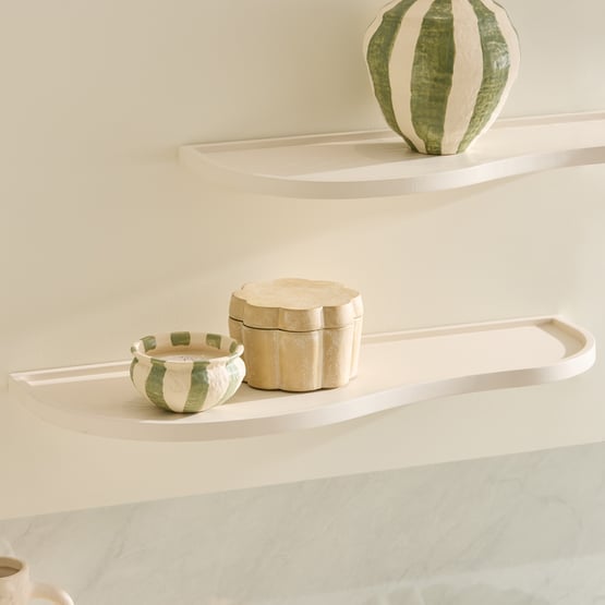 Wave White Wall Shelf Pack of 2