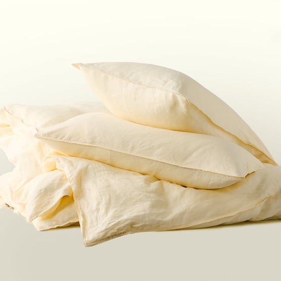 Vintage Washed Linen Lemon Quilt Cover Separates