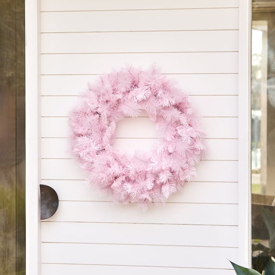 Whimsical Pink Pine Large LED Wreath